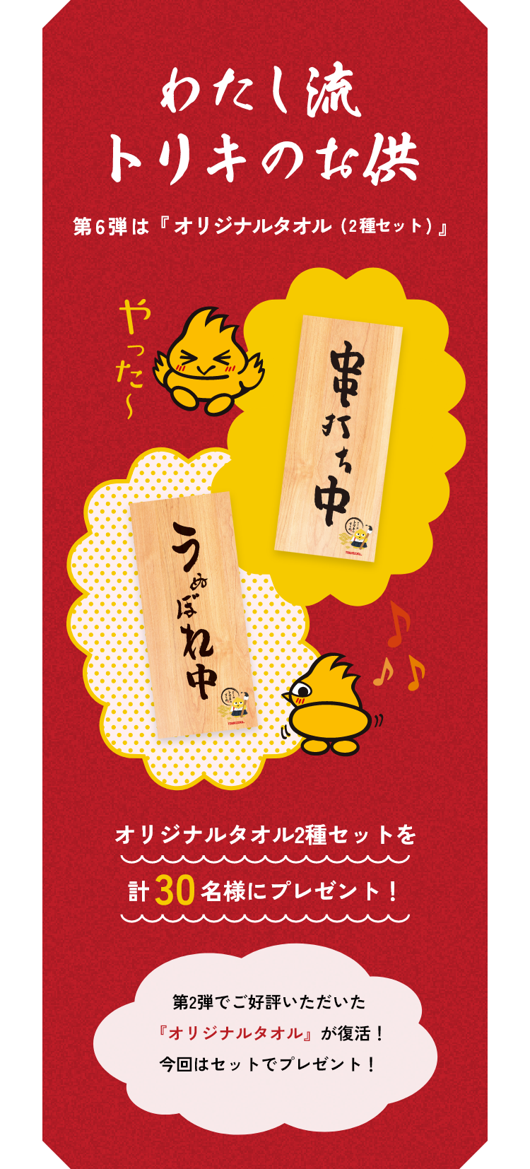 オリジナルタオル2種セットをプレゼント